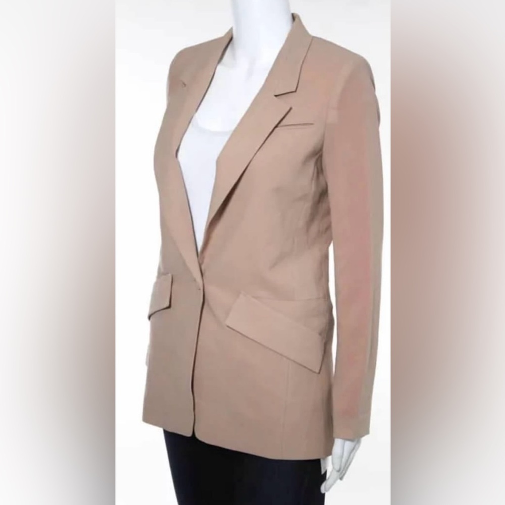 MASTRAD BROWN ONE BUTTON LONG SLEEVE NOTCH LAPEL WOMEN BLAZER SIZE SMALL